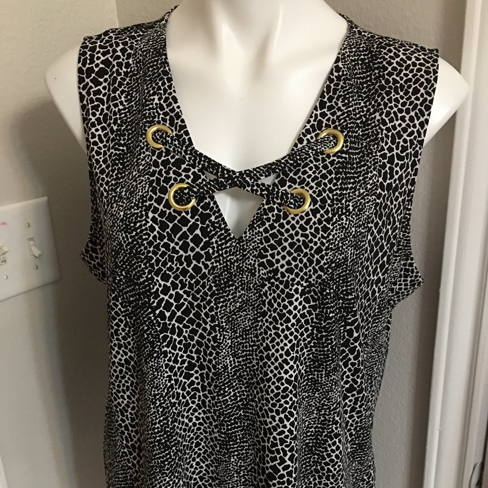 Michael Kors Polyester Black Animal Print Tank Top - Gorgeous Large Top1